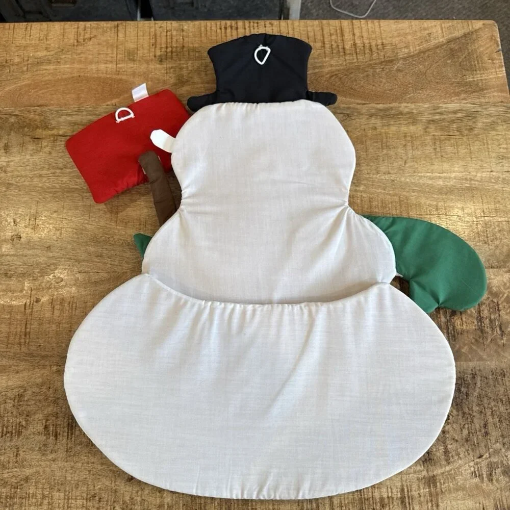 Vintage Cloth Wall Door Hanging Snowman Christmas Happy Holidays Lillian Vernon